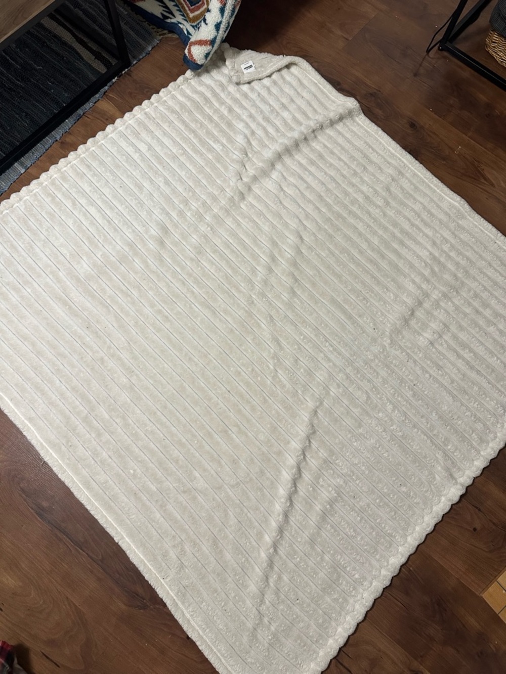 Plush Ribbed Throw Blanket - Cream - Picture 3 of 3